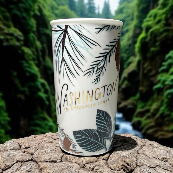 Starbucks WASHINGTON The Evergreen State Ceramic Travel Mug Limited Edition EUC - Picture 1 of 7